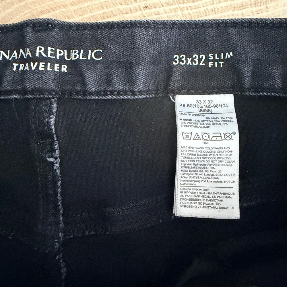 Banana Republic Traveler Slim Fit‎ Jeans Mens 33x32 Dark Wash Black Denim Pants